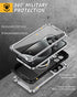 Lanhiem Metal Case for iPhone 15 Pro Max, Built-in Camera Kickstand & Glass Screen Protector, Heavy Duty Rugged Cover