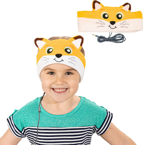 CozyPhones Fox Kids Headphones - Stretchy & Comfy Earphones for Toddlers 1-3, Perfect Travel Accessories!