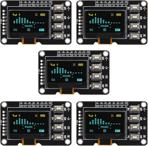 AITRIP 5PCS 0.96 Inch OLED Display Screen 12864 Screen Module with Matrix 4