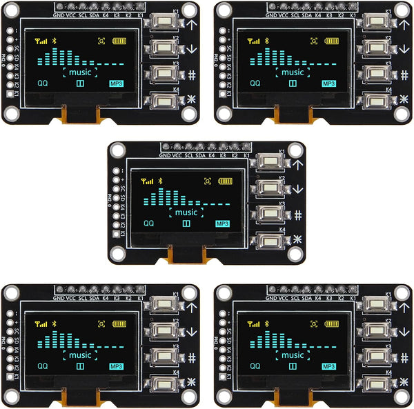 AITRIP 5PCS 0.96 Inch OLED Display Screen 12864 Screen Module with Matrix 4