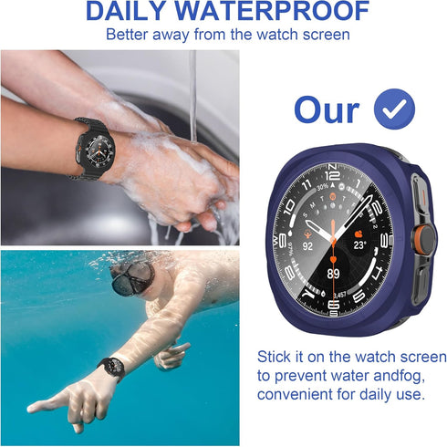 8+4 Pack Case for Samsung Galaxy Watch 7 Ultra 47mm, Waterproof Anti-Fog Screen Protector, Shockproof Hard PC Cover