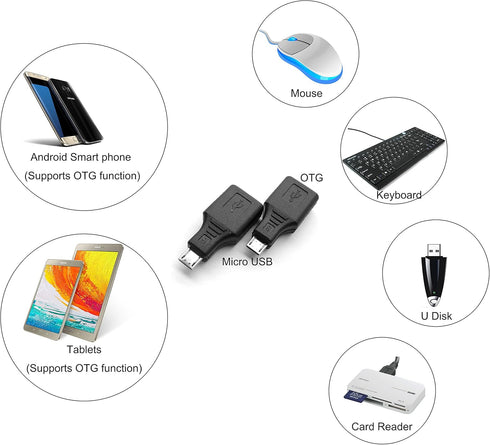 USB 2.0 Micro USB Male to USB Female OTG Adapter, 2 Pack