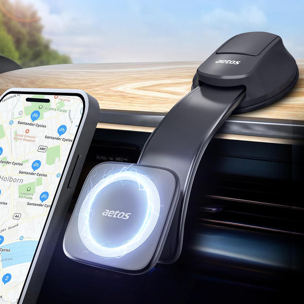 iPhone MagSafe Car Mount Magnetic Phone Holder with Adhesive Suction Base, Fits iPhone 15/14/13/12 and Android
