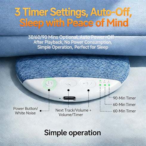 JYETLWJ 2026 1.1cm 5.4, New Bluetooth Pillow Speaker for Sleeping, Ultra-Thin Under Pillow Speaker with White Noise