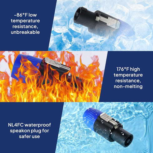 Pack of 8 NL4FC Speakon Connectors, 4 Pole Speak-ON Connector with Twist Lock for Amplifier to Speaker