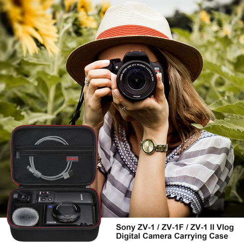 Elonbo Carrying Case for Sony ZV-1 / ZV-1F / ZV-1 II Vlog Digital Camera, Bluetooth Grip Accessory, Black