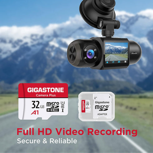 Gigastone Micro SD Card 32GB, Camera Plus, MicroSDHC Memory Card for Video Camera, Full HD, with Adapter