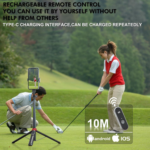EUG-PRODUCTS 61" Magnetic Phone Tripod & Selfie Stick for Golf Training, Extendable Cell Phone Tripod Stand