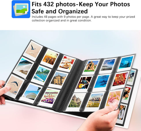 432 Pockets Photo Album for Fujifilm Instax Mini Camera, Polaroid Camera - Fits Instax Mini 12 11 9 40 99 90 8 7 Evo