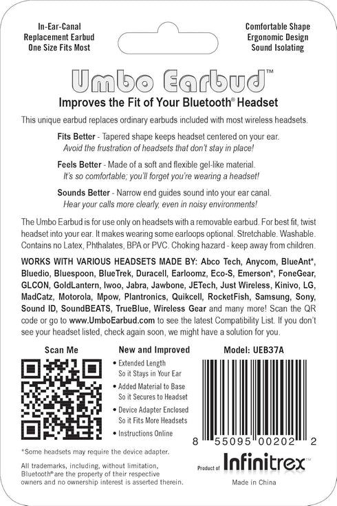 UEB37A Replacement Ear Bud Gel Tip for Bluetooth Headsets