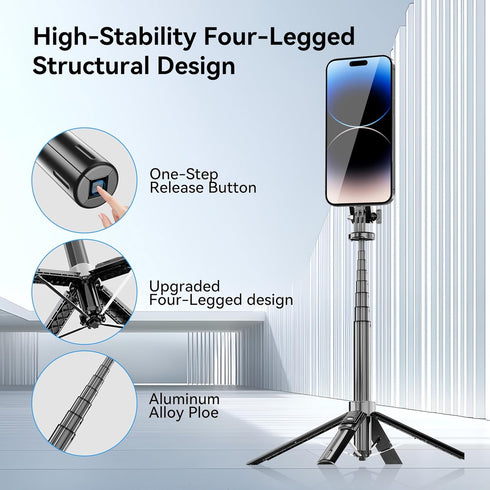 Fourpillars 54" 2 1 Magnetic Phone Tripod, Portable Selfie Stick Tripod for iPhone Magsafe with Rechargeable Remote