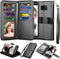 Njjex Wallet Case for Galaxy S7, Luxury PU Leather with 9 Card Slots, Detachable Kickstand, Magnetic Closure (Black)