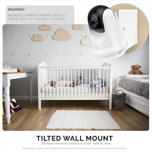 BRAINWAVZ Adhesive Wall Mount for VAVA Baby Monitor Camera (VA-IH006) - Easy to Install, No Mess