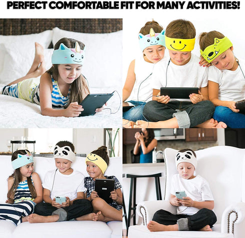 CozyPhones Ivory Panda Over Ear Headband Headphones - Kids Volume Limited, Thin Speakers & Soft Fleece Design.