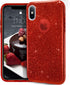 MATEPROX Compatible with iPhone Xs Case, Glitter Bling Sparkle Cute Girls Women Protective Christmas Case - Red