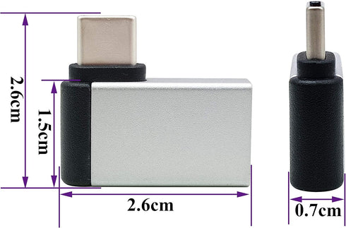 Right Angle USB C to USB 3.0 Adapter, 90 Degree Type C Male to USB A 3.0 Female Converter, 2 Pack-Silver M/F