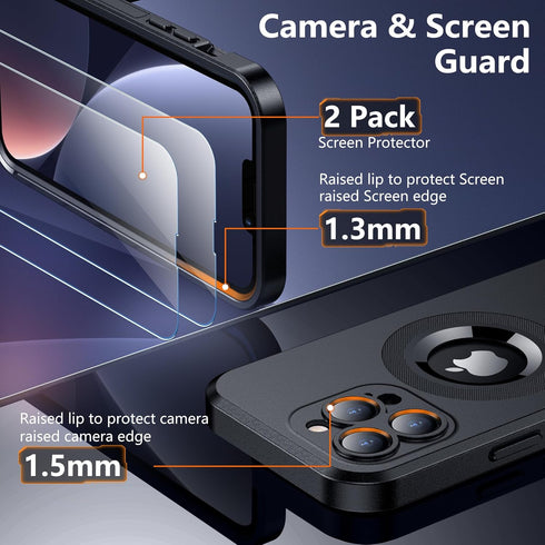 Temdan Magnetic iPhone 13 Pro Case - Black, Military Grade Drop Protection, Shockproof, Compatible with MagSafe.