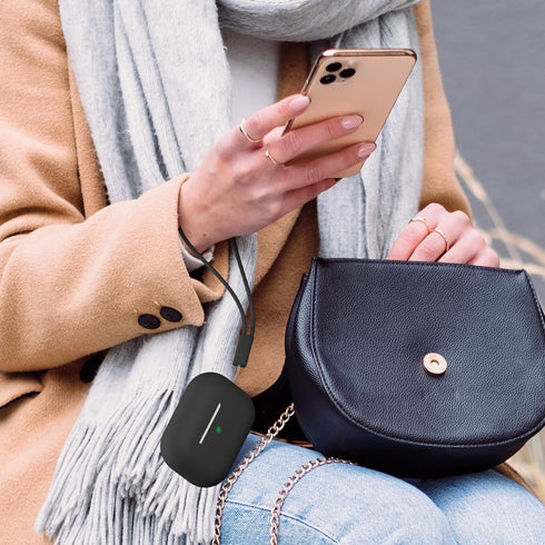 Compatible with AirPods Pro 2 Case, Soft Silicone Skin Cover with Cleaner Kit and Lanyard, Front LED Visible (Black)