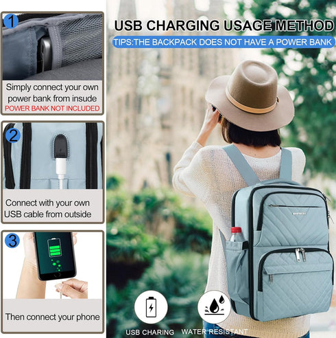EMPSIGN Travel Backpack for Women, Large Carry On Airline Approved Personal Item Bag, 17 inch TSA Friendly Laptop