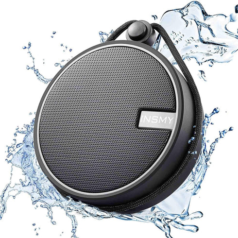 INSMY C12 IPX7 Waterproof Shower Bluetooth Speaker, Portable Small Speaker with Suction Cup, Loud Clear Sound (Black)
