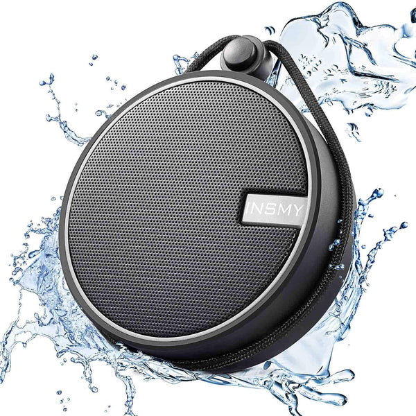 INSMY C12 IPX7 Waterproof Shower Bluetooth Speaker, Portable Small Speaker with Suction Cup, Loud Clear Sound (Black)