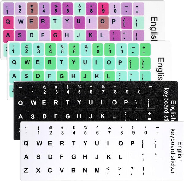 Larrel 4 Pcs Keyboard Stickers, Universal Keyboard Replacement Letters Colorful Keyboards Stickers Letters