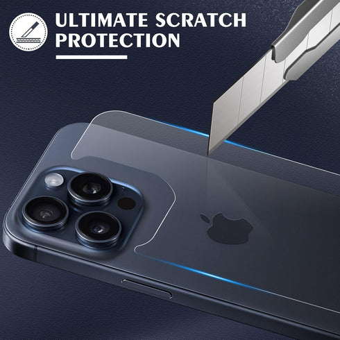 Beeyoka 3 Pack Screen Protector for iPhone 15 Pro Max, Front and Back Anti-Fingerprint Camera Protector for iPhone 15