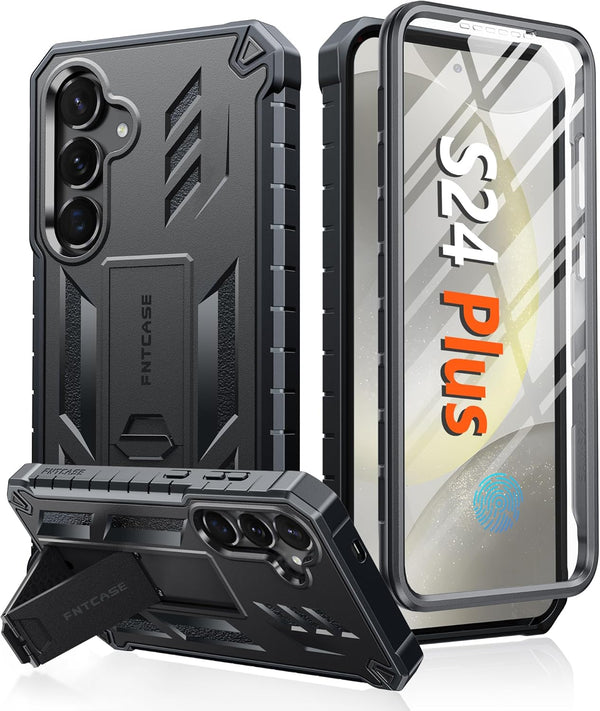 FNTCASE Galaxy S24 Plus Case: Rugged Military Grade, Shockproof, Drop Proof, with Kickstand & Built-in Screen Protector