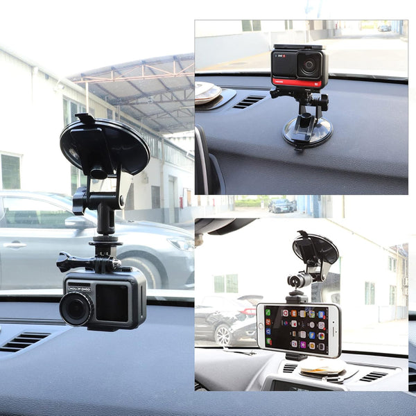 PellKing Action Camera Suction Cup Mount with Adhesive Pad for Vehicle Windshield & Dashboard, Compatible with GoPro