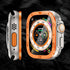 2 Pack Tempered Glass Screen Protector with Titanium Alloy Frame Compatible with Apple Watch Ultra 2 / Ultra Screen Protector 49mm, Waterproof Bezel Ring for iWatch 49mm S2 Orange
