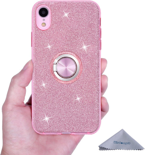 Wisdompro Case for iPhone XR - Cute Glitter Bling Sparkle Protective Case with Ring Kickstand for 6.1 Inch Apple iPhone
