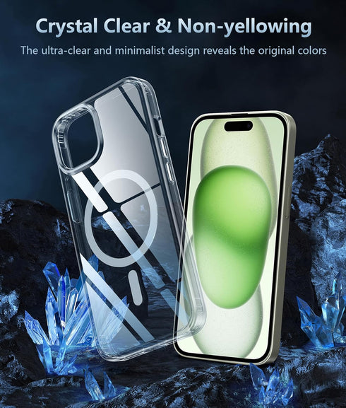 FNTCASE Clear Phone Case for iPhone 15 Plus: Military Grade, Shockproof, Anti-Yellowing, Scratch-Resistant, 6.7" Drop