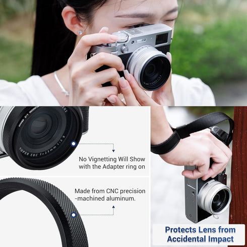 Deluxe Lens Filter Adapter Ring for Fujifilm X100VI X100V X100F X100T X100S X100 X70 - 49MM UV CPL ND Filter, Black