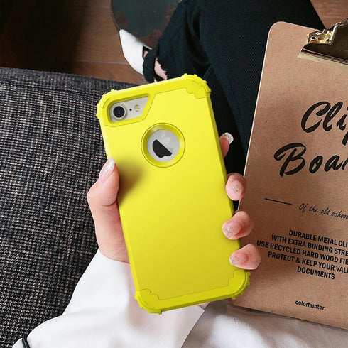 IDweel iPhone 8/7 Full Body Case, Heavy Duty Hybrid Hard PC & Soft Silicone Bumper, Yellow with Screen Protector.