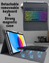 Universal Tablet Keyboard Case - 9.7" to 11" Tablets, 7 Color Rainbow Backlit Removable Keypad with Pen Holder - Black