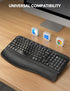 SABLUTE 2.4GHz Wireless Keyboard, Ergonomic Wave Keyboards with Cushioned Wrist Rest, USB Computer Wave Key Board