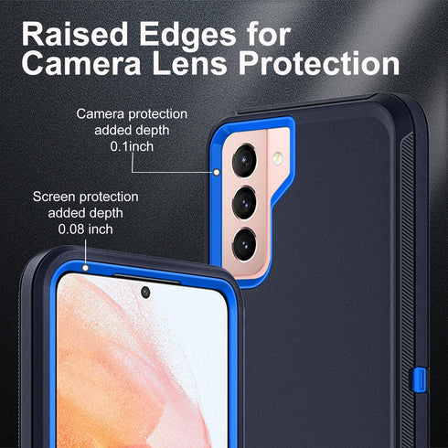 Navy Blue Samsung Galaxy S21 Plus Case with 2Pcs Self Healing TPU Screen Protector & Camera Lens Protector, Military