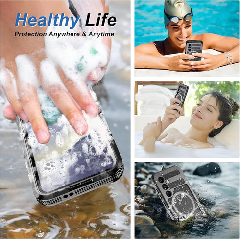 Samsung Galaxy S24 Case Waterproof, IP68 Underwater, 12FT Military Shockproof with Built-in Screen & Lens Protector,