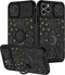 Goocrux iPhone 12 Pro Case, Moon Plants Cute Phone Cover with Slide Camera Cover + Ring Holder, 6.1'', Black