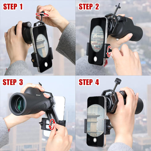 Metal Smartphone Telescope Adapter Camera Mount, Universal Phone Mount for Telescope, Spotting Scope, Microscope,