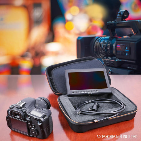 USA GEAR Camera Monitor Case, Portable Hard Case with Foam Interior, Water Resistant for Neewer 7 Inch Monitor