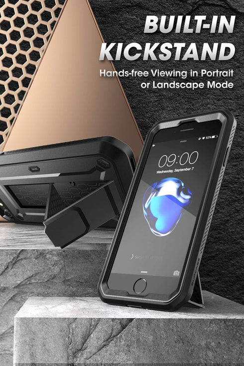 SUPCASE Unicorn Beetle Pro Case for iPhone SE 3rd/2nd Gen, iPhone 7/8 - Rugged, Black, with Screen Protector & Stand.