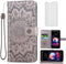 LG K30 2018 Phone Case Wallet with Tempered Glass Screen Protector, Flip Cover, Card Holder, Gray