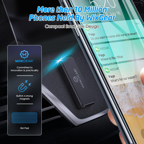 WixGear 10 Magnetic Phone Car Mount, Universal Stick On Rectangle Flat Dashboard Magnetic Car Mount Holder, for Cell