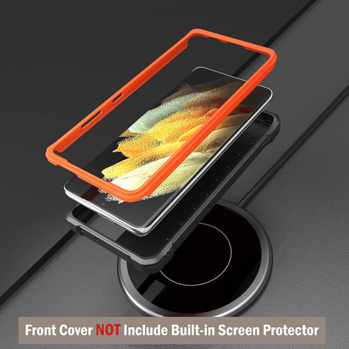 ExoGuard for Samsung Galaxy S21 Ultra 5G Case, Rubber Shockproof Full Body Cover with Built-in Kickstand