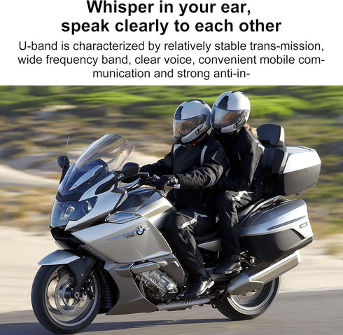 Motorcycle Bluetooth Headset E1 - 2 Riders Wireless Dirt Bike Helmet Intercom with CVC Noise Cancellation, Stereo