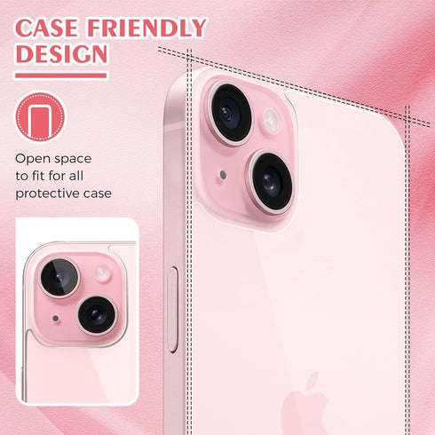 Beeyoka 3 Pack Screen Protector for iPhone 15 Plus, Front and Back Anti-Fingerprint Camera Protector for iPhone 15 Plus