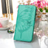 Flip Cover Phone Case Wallet for Samsung Galaxy A12, Butterfly Floral Embossed, Wrist Strap, Card Holder, Green