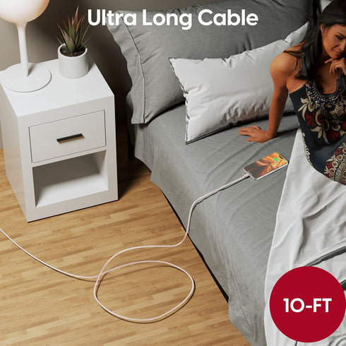 TALK WORKS USB C to Lightning Cable Charger - 10' Braided Cord for iPhone 14/14 Plus/14 Pro/14 Pro Max, MFI Certified