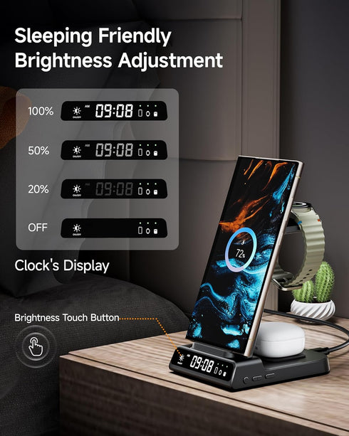4 in 1 Wireless Charger Station for Samsung Devices, Galaxy S24 Ultra/Z Fold6/Z Flip6, Watch 7/Ultra/6/5 Pro